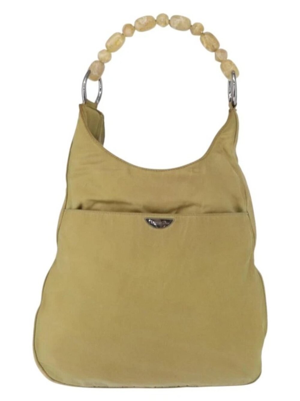 Christian Dior Maris Pearl Shoulder Bag Nylon Beige Silver Auth - Picture 2 of 16